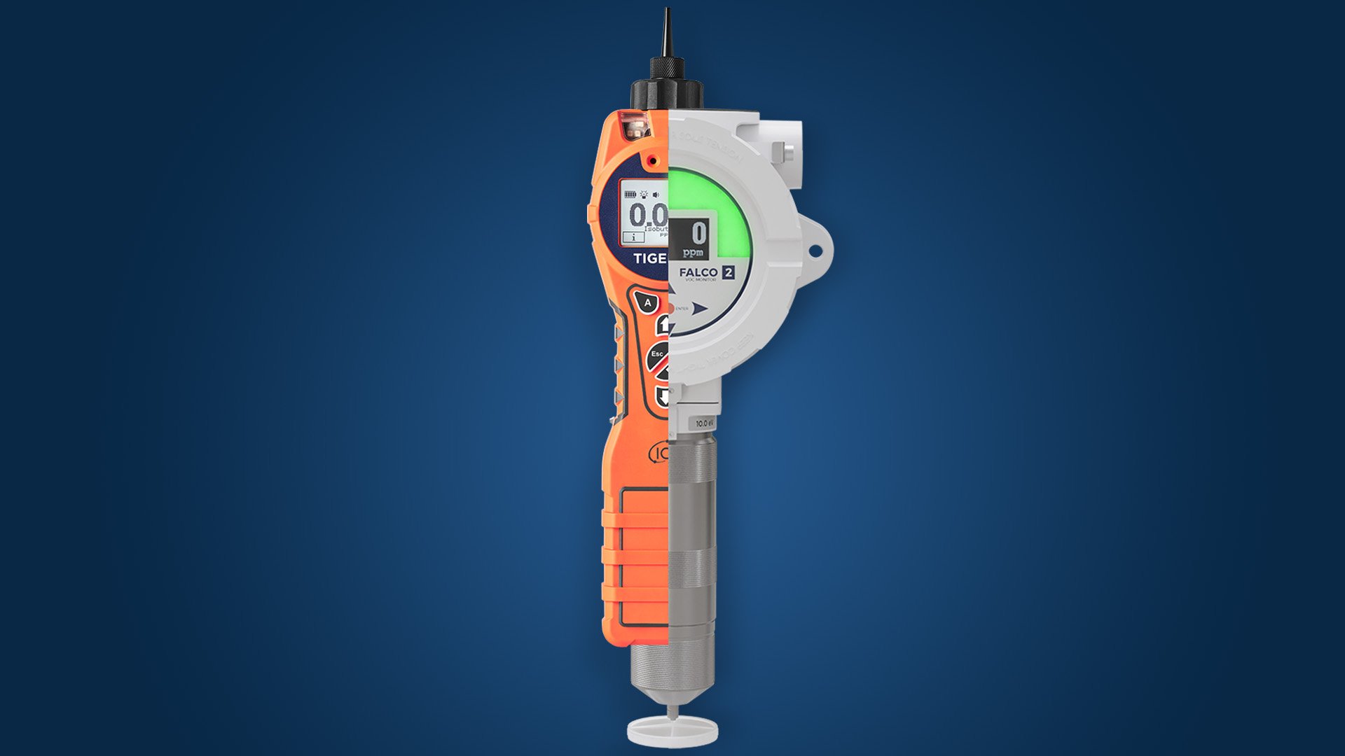 image showing a handheld gas detector and fixed gas detector